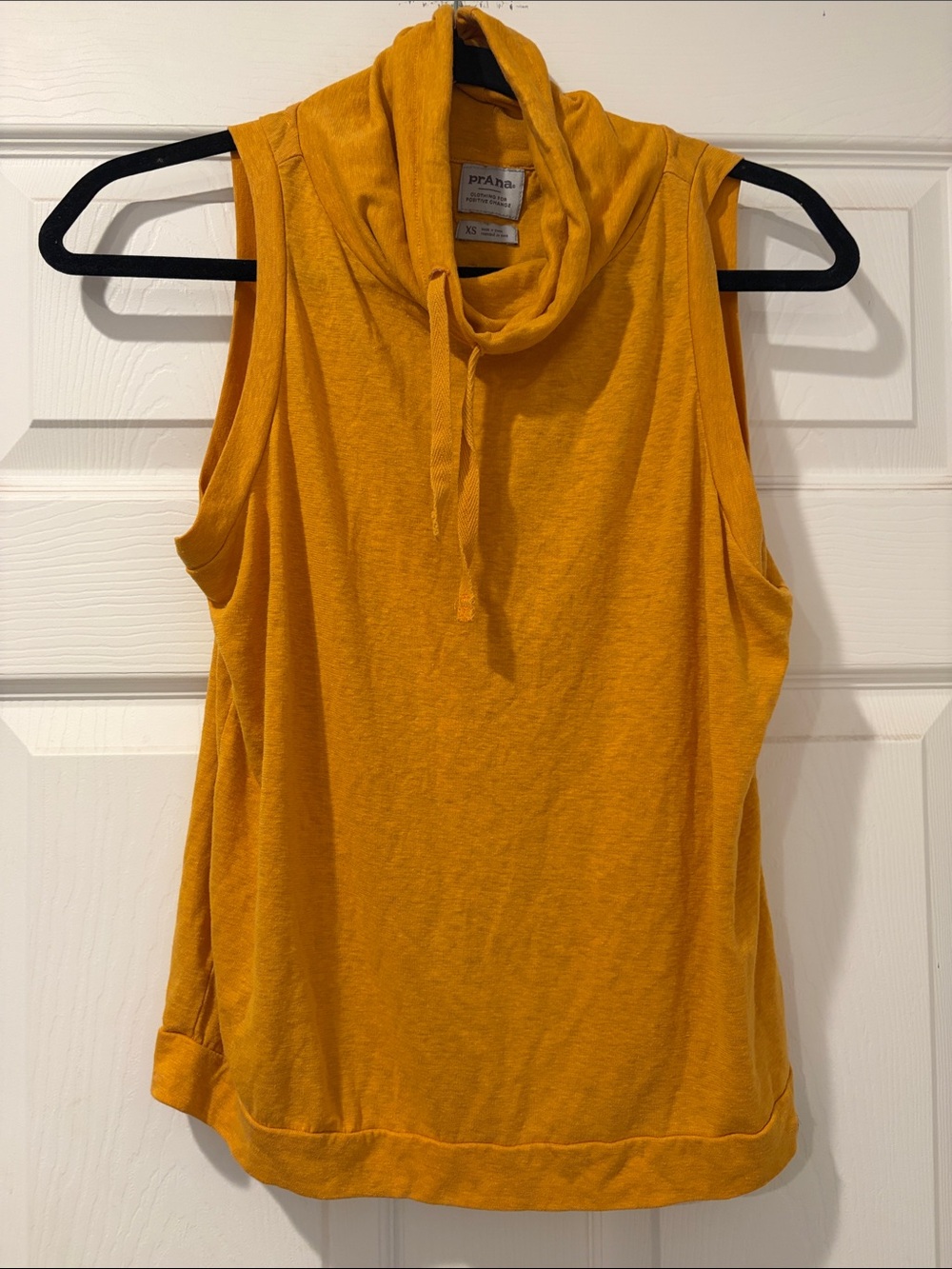 Prana Sleeveless Cowl Neck Tank Top in Mustard